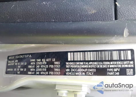 2018 Jeep Renegade Latitude Fwd из США, поврежденный, VIN ZACCJABB4JPJ34033